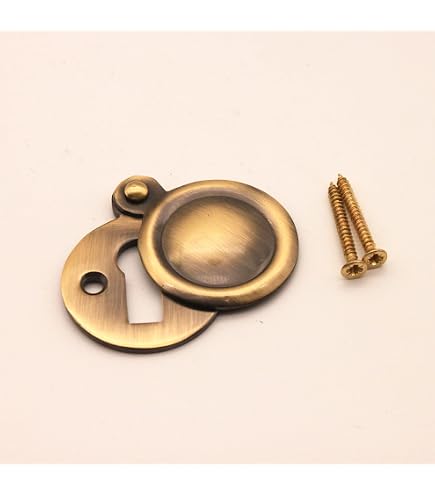 Chippendale Style Stamped Brass Decorative Keyhole Cover 3 1/8" W X 2 1/2" H Key
