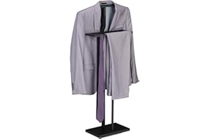 Relaxdays Służba męska, wys. x szer. x gł.: 107 x 47,5 x 20 cm, wieszak na ubrania, koszula i spodnie, damska służba, ze stali i MDF, czarna