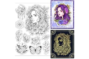 ‎GLOBLELAND GLOBLELAND Magic Witch Clear Stamps Blumenpflanzen Silikon Clear Stamps Mit Sonnenaugen Schmetterlingshintergrund Für Kartenherstellung Und Fotoalbumdekorationen