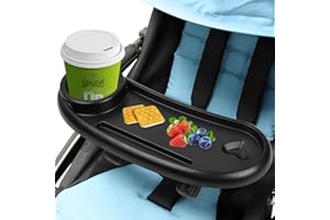 CLEMINSTA Vassoio per Snack per Passeggino Universale 3 in 1, Rimovibile Vassoio per Snack con Portabicchieri, Organizer Passeggino Adatto a Attività All'Aperto,per Neonati e Bambini