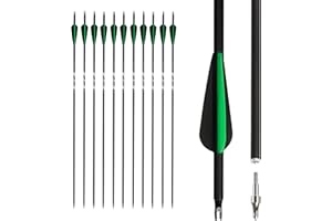 The7boX 30 Pouces Flèche de Carbone 12 pcs,Tir à l'arc de Flèches 500 Spine pour Arc Classique et Arc à Poulies de Tir en Adultes Extérieur Cible d'entrainement