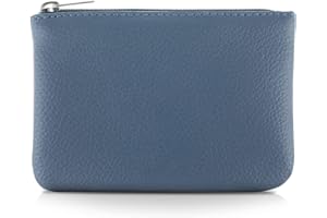 TIESOME PU Lychee Pattern Zipper Coin Purse - Portable Mini Change Wallet for Women, Credit Card ID Key Headset Lipstick Pocket (Blue)