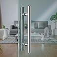 Plantex Handle for Glass Door/Stainless Steel Main Door Handle/12 Inch Pull-Push Handle Set of 1 (2 Piece, Chrome)