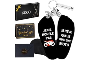 PIROO Chaussettes Drôles Homme Chaussettes Rigolote Chaussette MOTO Amusantes Fantaisie Cadeaux Nouveauté pour Homme Cadeau Noël Papa Amie Famille Fête des Pères