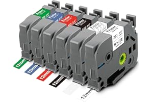 ‎PRISTAR Pristar 6x Kompatible Tz 0.47 Schriftband für Brother TZe-231 TZe-135 TZe-335 TZe-435 TZe-535 TZe-735 für Brother PT-H105 PT-H107B PT-P300BT PT-E500 PT-H110 H100LB H100R P700 E550W E110 12mm x 8m