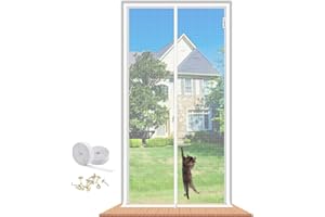 LAIJIANG Cat Screen Door 80x210cm Reinforced Mesh Screen Door with Zipper, Ventilated, Mosquito & Scratch Proof Net, Prevents Pet Escape for New Cats