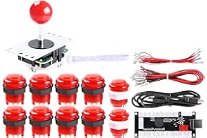 Hikig Kit DIY Arcade, LED 30mm 24mm Arcade Botones con 8 Modos de Joystick y Codificador USB para Juegos de PC y Raspberry Pi