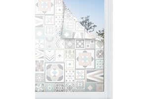 Panorama Vinilo para Ventanas Azul Estilo Hidráulico 39x100 cm - Vinilos para Ventanas Adhesivo - Vinilo Opaco para Cristal - Pegatina Privacidad - Vinilo para Ducha - Vinilo Translúcido Cristales