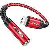 JSAUX iPhone Headphone Jack Adapter,【Apple MFi Certified】Lightning to 3.5mm Female AUX Dongle TRRS Earphone Audio Mic Cable C