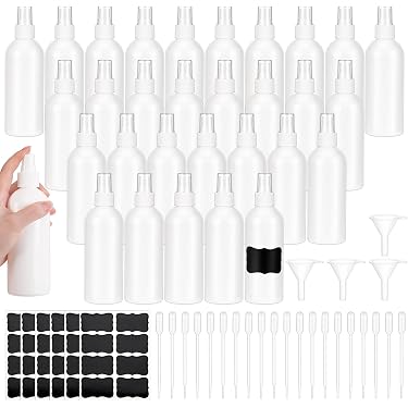 Worldgsb Confezione da 2 flaconi spray in vetro con manicotto in silicone, contenitori vuoti ricaricabili da 473,6 g, con ugelli spray regolabili, flaconi spray per capelli, soluzioni detergenti e