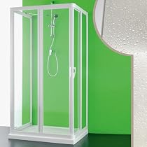 Duschabtrennung Aus Acryl 3-seitig – 80 X 120 X 80 Cm, Verkürzbar, Made In Italy, Mit PVC-Profilen Und Guazza-Effekt