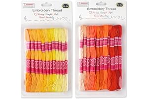 ROMCADE 24Pcs Embroidery Threads 6 Strands Cross Stitch Polyester Cotton 26ft Embroidery Floss Ideal for DIY Hair Wraps Sewing Cross Stitch Embroidery Friendship Bracelets Kid's Crafts (Orange & Yellow)