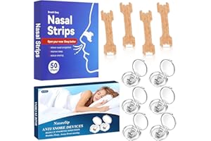 LEZEHEA 6 pcs Clip Nasal magnético antirronquidos + 50 pcs Tiras Nasales Antironquidos, Anti ronquidos Mejora la Respiración para Ayudar a Dormir Mejor