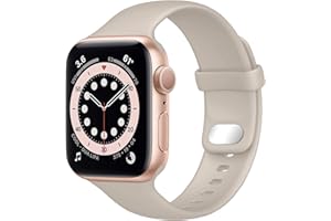 Lobnhot Kompatibel für Apple Watch Armband 41mm 38mm 40mm,Weiches Sport Silikon Ersatzarmband Kompatibel mit iWatch Series 7 SE 6 5 4 3 2 1 für Damen Herren (38/40/41MM-Beige)