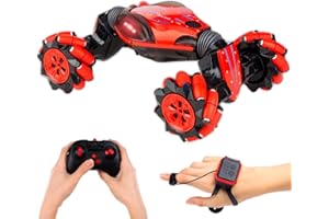 CANOPUS 1:12 Grande Voiture Télécommandée 4WD Stunt Car avec Batterie Rechargeable, 360 Rotation, Contrôlé par Montre et gestuel Voiture de Course Crawler Cadeau de Noël et d'anniversaire pour Enfants