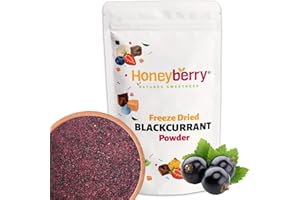 HONEYBERRY Polvere di Ribes Nero Liofilizzato 100g – Frutta Liofilizzata in Polvere – Ribes Nero in Polvere per Dolci, Frullati e Yogurt – Polvere Naturale e Disidratata di Ribes Senza Additivi