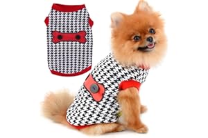 ZUNEA Chemises pour Petit Chien Débardeur D'été Classique en Coton Doux pour Chien Motif Pied-de-Poule T-Shirt Vetement Chiot Chihuahua Veste L