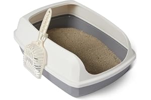 Amazon Basics Tall Open Top Cat Litter Box, White/Grey, 51x38x20cm