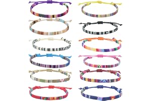 PacuM 12 styck Brasilianska armband, justerbar, bohemian-tyg, accessoarer, strand, semester, barn, smycken, vävt, färgglatt