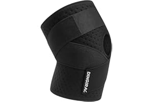 DINGIRA Kniebandage für Männer und Frauen, atmungsaktive orthopädische Kniebandage, verstellbare Kniebandage, Kniebandage für Knieschmerz, Meniskusriss, Arthritis und Gelenkschmerzlinderung (Schwarz, XL)