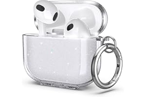 ULAK Cover Compatibile con AirPods 3 Trasparente, Antiurto Protettiva Custodia per Airpods Terza Generazione 2021 [LED Anteriore Visibile] [Supporto Ricarica Wireless], Brillantini Glitter