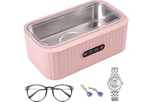 STRIXORN Ultrasonic Jewellry Cleaner, Jewellry Cleaner Machine 400ml 45KHz, Professional Sonic Cleaner with Easy Operation, Ultrasonic Cleaner for Rings Glasses Jewelry Dentures (Pink)