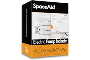 SpaceAid 14 Pack Vacuum Storage Bags with Electric Air Pump, Space Saver Sealer Compression Bags for Comforters, Blankets, Pillows, Bedding, Clothes (4 Jumbo/4 Large/3 Medium/3 Small)