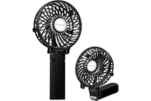 Funme Handventilator Akku Mini Ventilator Tragbar Lüfter Aufladbarer Leiser Tischventilator [Lebenslanger Dienst] 180° Faltbarer Kleiner Kinder Handventilator Akku 4-10 Std für Reisen Camping Schwarz