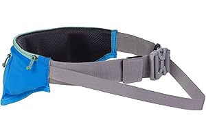 RUFFWEAR Trail Runner pas biodrowy, wygodny bez użycia rąk, do biegania z psem, odporny na plątanie, wytrzymały pas biodrowy z kieszeniami, niebieski, S/M