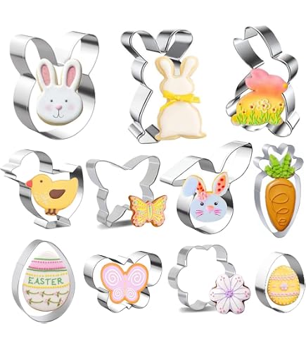 Emporte-pièces Pâques - 9 Formes | Lapin, œuf, Carotte, Poussin... En Inox Pour Biscuits, Pâte à Modeler