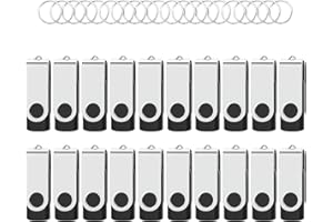 Wooolken Cle USB 8 Go Lot de 20 Clés USB 2.0 Flash Drive Stockage Rotation Disque Mémoire Stick Clé USB Lot 8Go Stockage Données avec Lumière LED,Noir