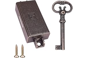 cyclingcolors Serrure espagnolette brun clé remplacement meuble ancien décoration rustique armoire vintage, gauche