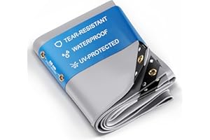 Bâche grise 300 × 500 cm/15 m², imperméable, indéchirable, résistante aux UV, avec œillets, PVC 650 g/m², polyvalente pour camion, piscine, bois, meubles, Umbrella