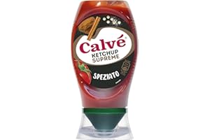 Calvé Ketchup Speziato, Formato 250 ml Top Down con Zenzero, Cannella, Pepe e Mix di Spezie Esotiche per Grigliate, Panini e Piatti Vegetariani