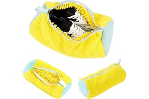 Ayizhiniu 2pcs Sacchetto Scarpe Lavatrice, Riutilizzabile Washing Shoes bag, Con Cerniera Shoe Washing Machine Bag, Adatto per Scarpe Sportive, Scarpe Stoffa Pulizia Efficiente (giallo)