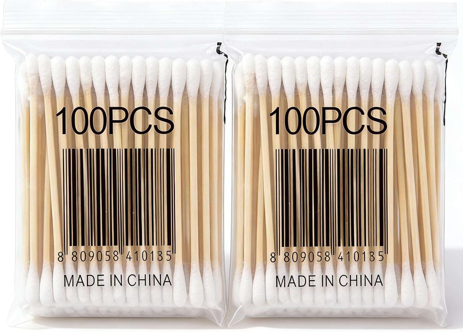 200 Pcs Double-Headed Wooden Cotton Swabs – for Ear Nose Cleaning Makeup Touch-Up Lipstick Removal Precision Beauty Care