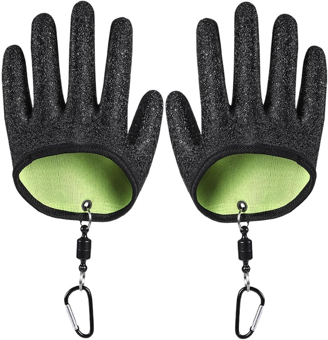 HUZNA 1 Par Guantes De Pesca Impermeables,con 2 Cierre Magnético,Resistentes A Cortes Y Pinchazos,Actividades Al Aire Libre Manipulación,para Manipular con Seguridad Lucio,Siluro,Lucioperca