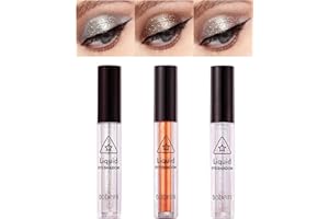 Sombra de Ojos Líquida, Sombras De Ojos Brillantes Líquida Con De 3 Colores Brillo Metálico Duradero Resistente Al Agua Maqui