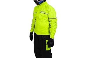 Bizard Set 2 Pezzi Antipioggia Giacca e Pantalone per Moto Aspidex, Taglia L - Impermeabile, Traspirante, Alta Visibilità - Unisex