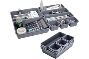 SEASBOES 8 Pezzi Organizer Cassetti, Portaoggetti da Cassetti, Multifunzionale Portaoggetti Organizer, Divisori Contenitori Portaoggetti, Contenitori per Vassoi in Plastica Impilabili per Ufficio, Cucina