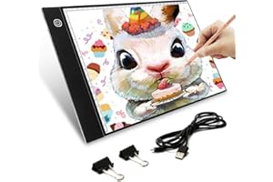 EFELANDHOME Tablette Lumineuse A4 4.2mm Ultra-mince Portable LED Dessin avec Scale Board Stepless Dimming 0-4500Lux USB Rechargeable Planche à Dessin pour Croquis Esquisse Architecture Calligraphie