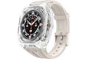 Delidigi Rugged Strap with Clear Case Compatible with Samsung Galaxy Watch Ultra 47mm, Sport Galaxy Watch Ultra Band with Protective Bumper Cover for Men Women