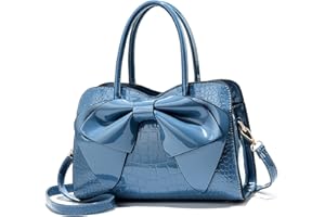 NICOLE & DORIS Sac a Main Femme Tendance Sac en Cuir Verni Sacs Portés Main Chic Sac à Bandoulière Fille Sac Mignon Femme Sac Messenger Bleu