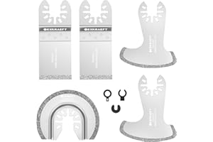EXKRAEFT 5 PCS Multi Tool Masonry Blade, Diamond Multi Tool Accessory Kit for Grout Removal, Grout Removal Blade for Oscillating Tool, Fit Milwaukee Ryobi Rockwell Fein