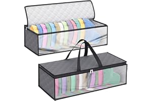 Niejgay 2 Pack Hat Storage Bag for Baseball Caps, Hat Organizer Case, Hat Holder Rack with 2 Carrying Handles for Closet Moisture