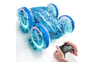 HahaGift Remote Control Cars Toys for 5 6 7 Year Old Boys Gifts - 2.4GHz RC Monster Truck with LED Lights - 360° Flips 4WD All Terrain Stunt Car - Pool Water Toys for Kids Boys age 4 5 6 7 8 9 10