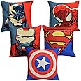 AEROHAVEN™ Set of 5 Multi Colored Avengers Decorative Hand Made Cotton Cushion Covers 16" x 16" (40cm x 40cm)