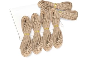 Xcdhemde® Cuerda de Yute 120m x 2mm, Cuerda de Cáñamo Natural, para Envasado, Decoración, Bricolaje, Plantas de Jardín, Envoltura de Botellas, Pared Fotográfica (6 Rollos, 20 m por Rollo)