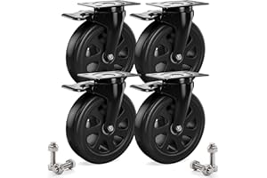 Schwerlastrollen 4Stück Asibaade 125mm Lenkrollen inkl. Montagezubehör Transportrollen mit Bremsem 360° Drehung bis 720KG Tragbarkeit keine Spuren & Leise Rollen für Möbel