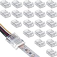 RUNCCI-YUN Pack of 20 LED Connector 6 pin 12mm,Solderless LED Connector,6 Pin LED Strip Light Connectors,Gapless Connector(Transparent)
